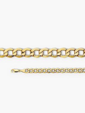 14K Yellow Gold 6.7mm Cuban Bevel Chain Bracelet By Tehrani Jewelry